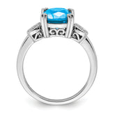 14k White Gold Blue Topaz and Diamond Ring
